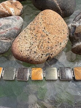 Retired Silpada Sterling Silver Hardware & Stone Jasper Pyrite Bronzite